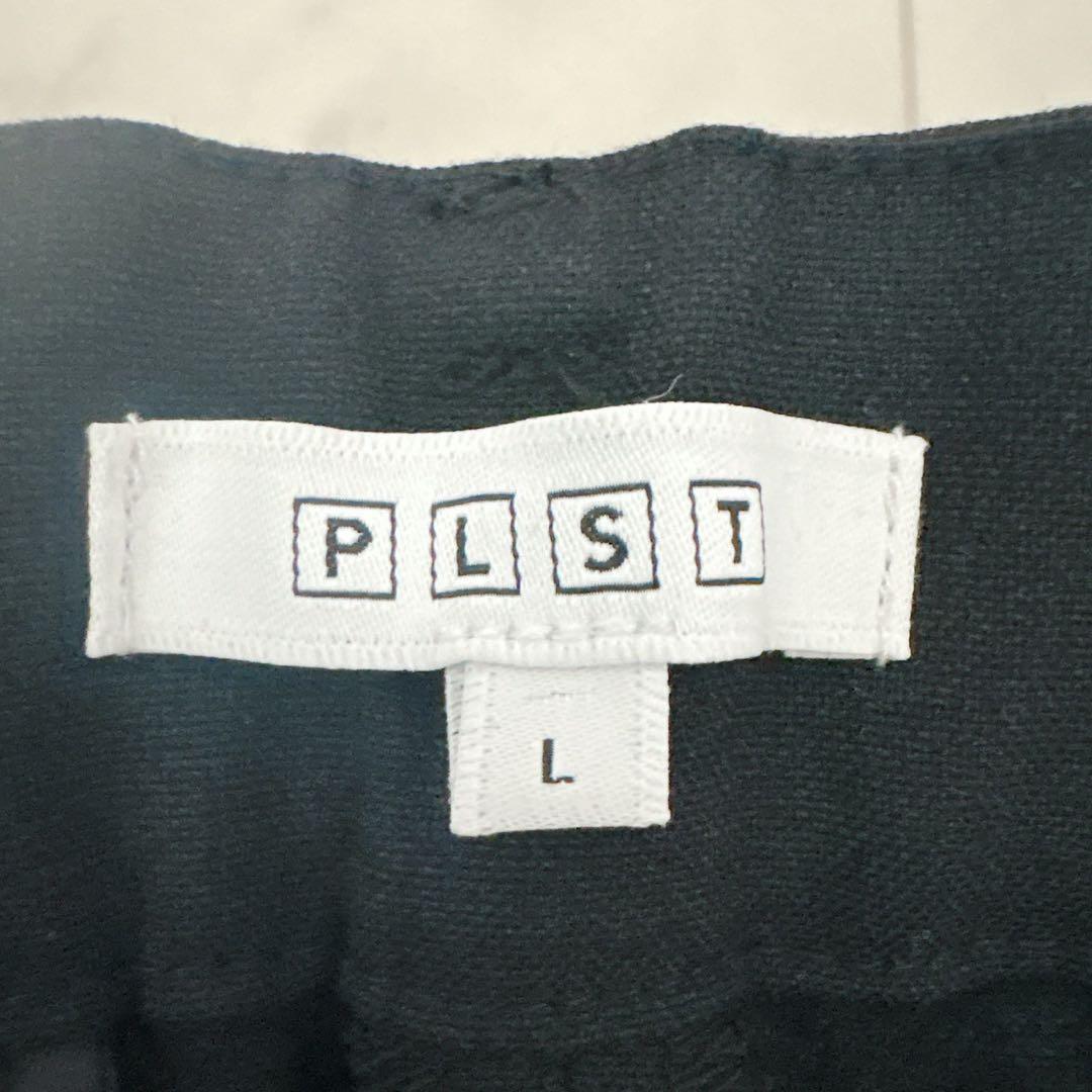 《美品》PLST パンツスーツセットアップ ノーカラー ブラック L パンツ新品
