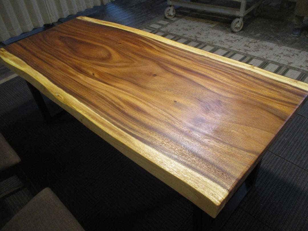 ＃1563■　モンキーポッド　テーブル　ローテーブル　ダイニング　座卓　一枚板