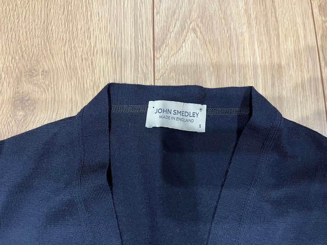 美品 JOHN SMEDLEY ウール カーディガン ネイビー S