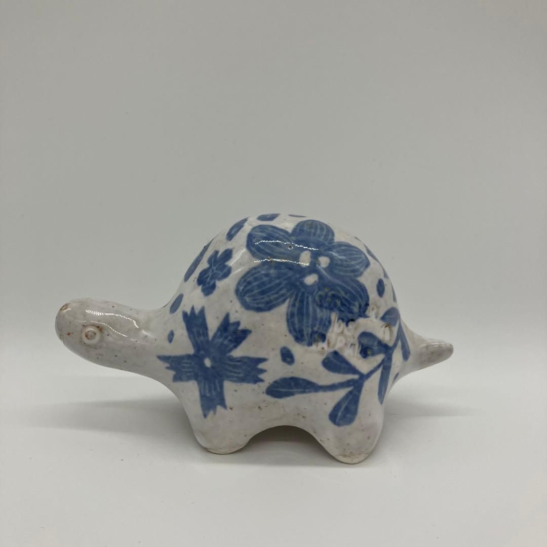 鹿児島睦　亀　置物　ブルー