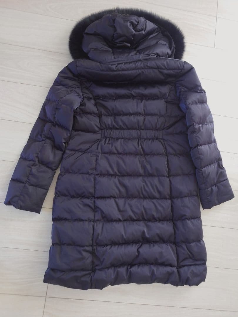 untitle ネイビー フード付きロングダウンジャケット