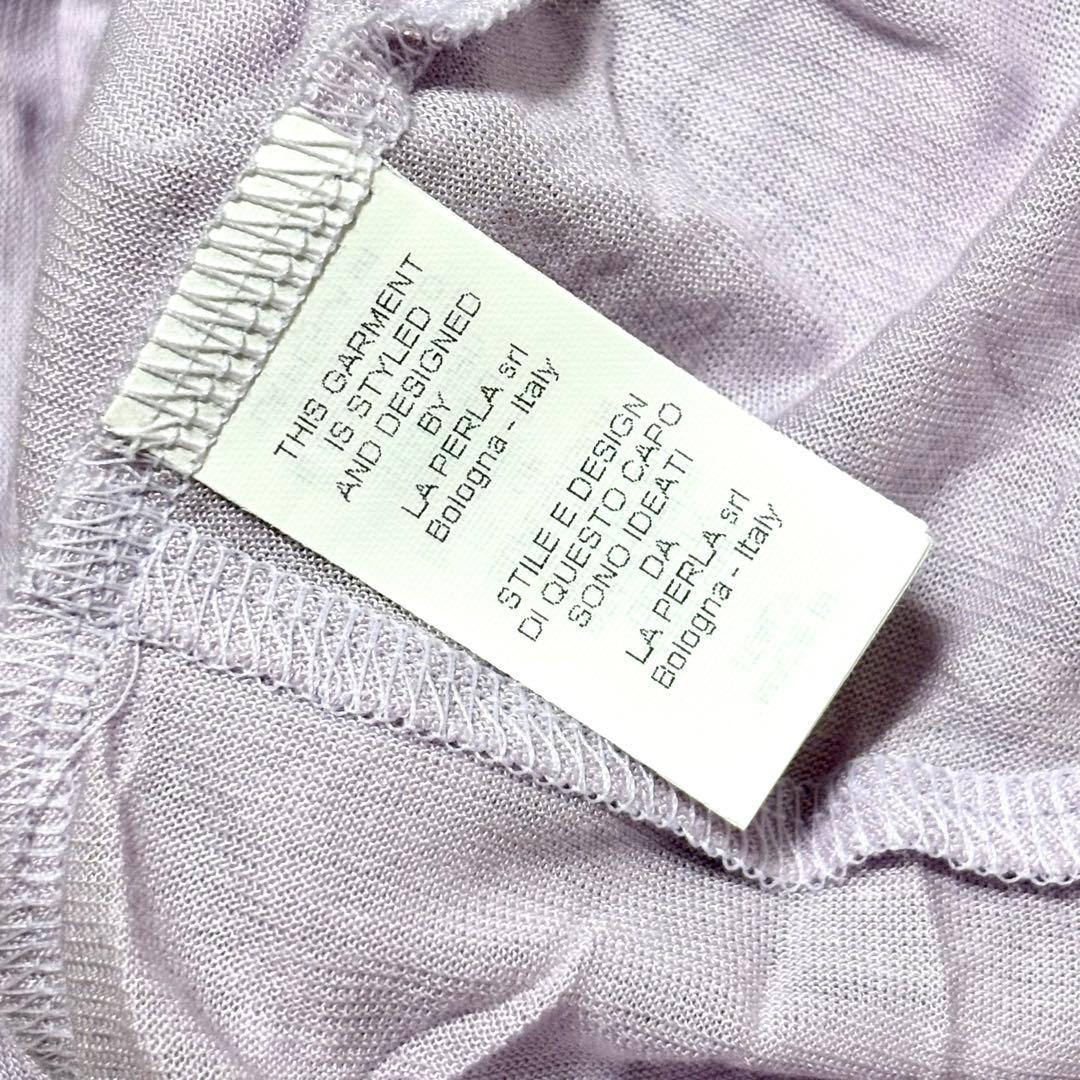 【極美品】ラペルラ　ナイトウェア　パジャマ　ブラウス　パンツ　モダール　紫　L