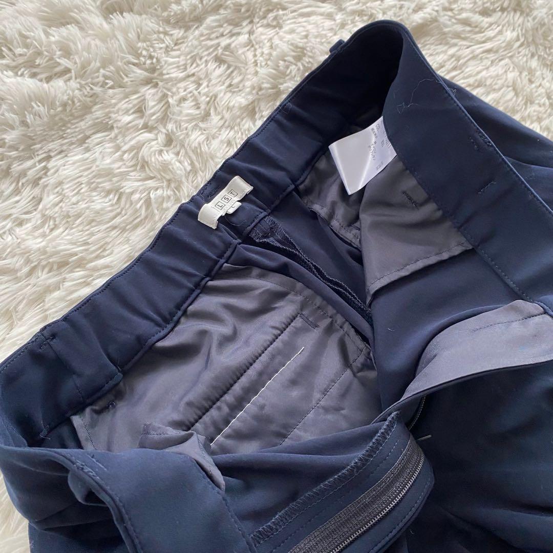 PLST セットアップ ノーカラー パンツ ビジネススーツ ネイビー Lサイズ