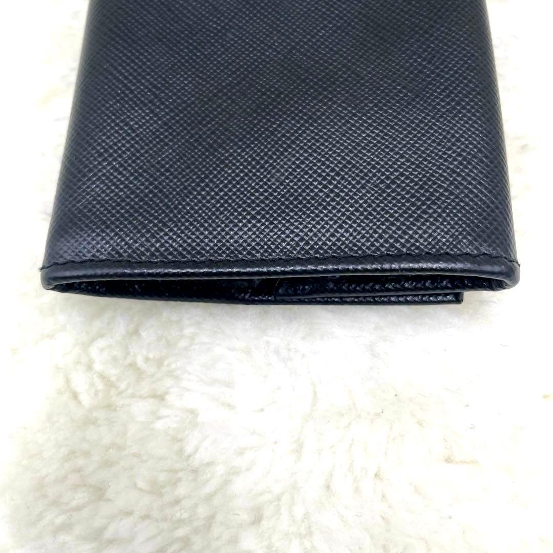 美品 PRADA プラダ ケース 三角ロゴ サフィアーノ レザー ブラック