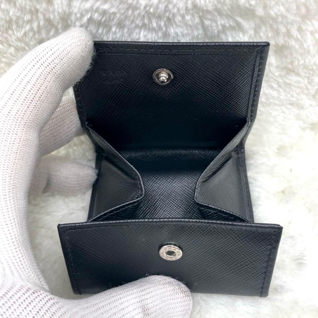 美品 PRADA プラダ ケース 三角ロゴ サフィアーノ レザー ブラック