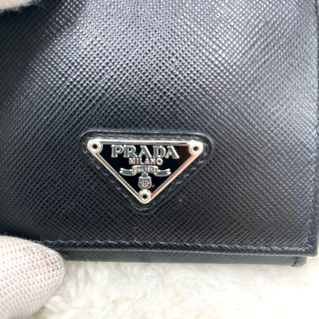 美品 PRADA プラダ ケース 三角ロゴ サフィアーノ レザー ブラック
