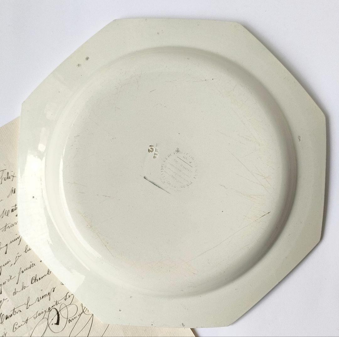 希少　美品　クレイユ　グリザイユ　オクトゴナル　フランスアンティーク