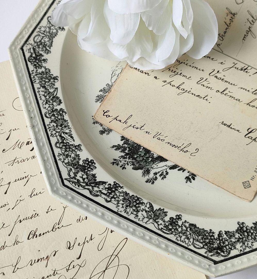 希少　美品　クレイユ　グリザイユ　オクトゴナル　フランスアンティーク