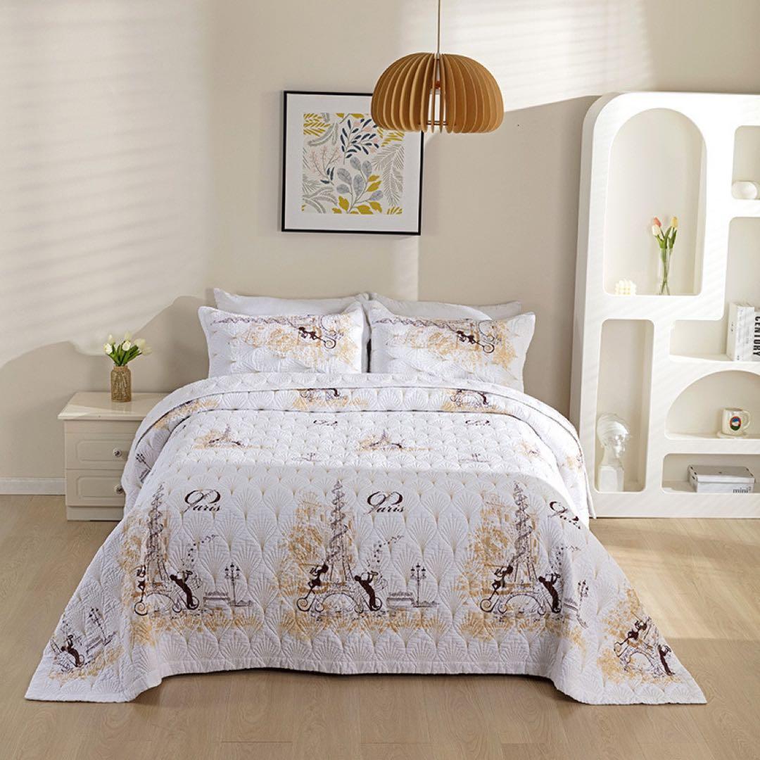 キルトベッドカバー3点セット綿マルチカバー キルティング pairs