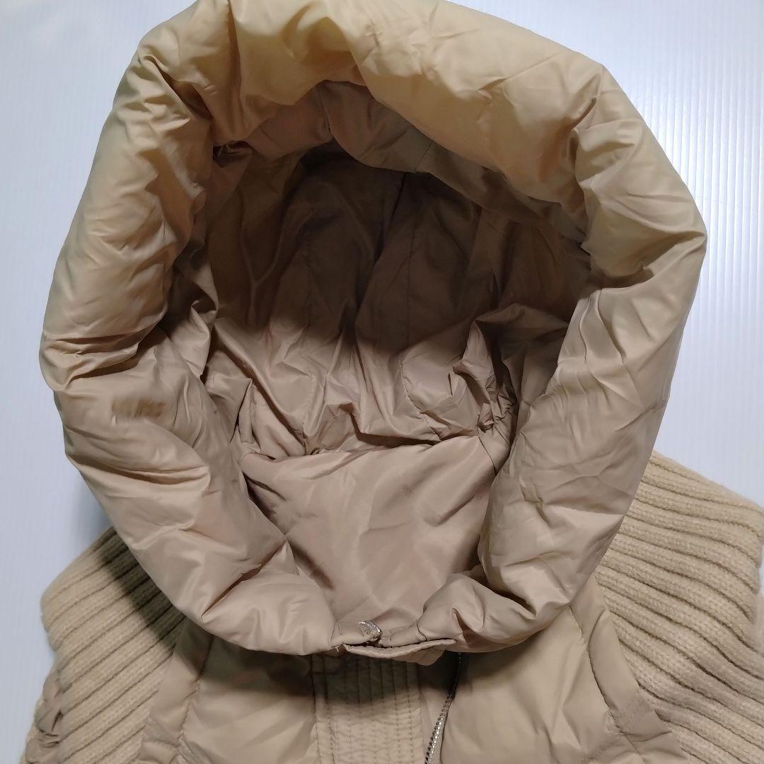 ニットドッキングダウンベスト フード ダウンベスト ベージュ フード付き