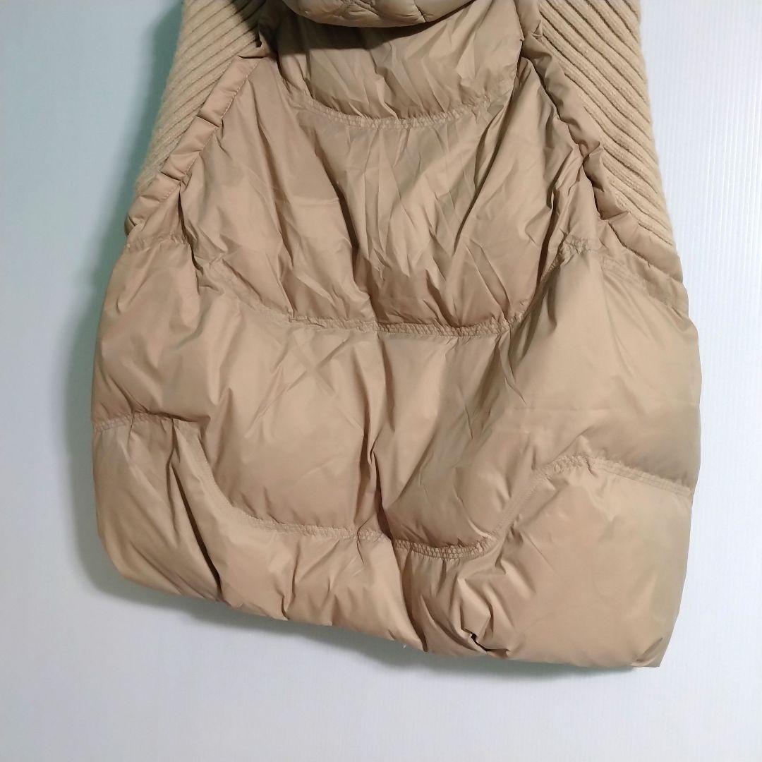 ニットドッキングダウンベスト フード ダウンベスト ベージュ フード付き