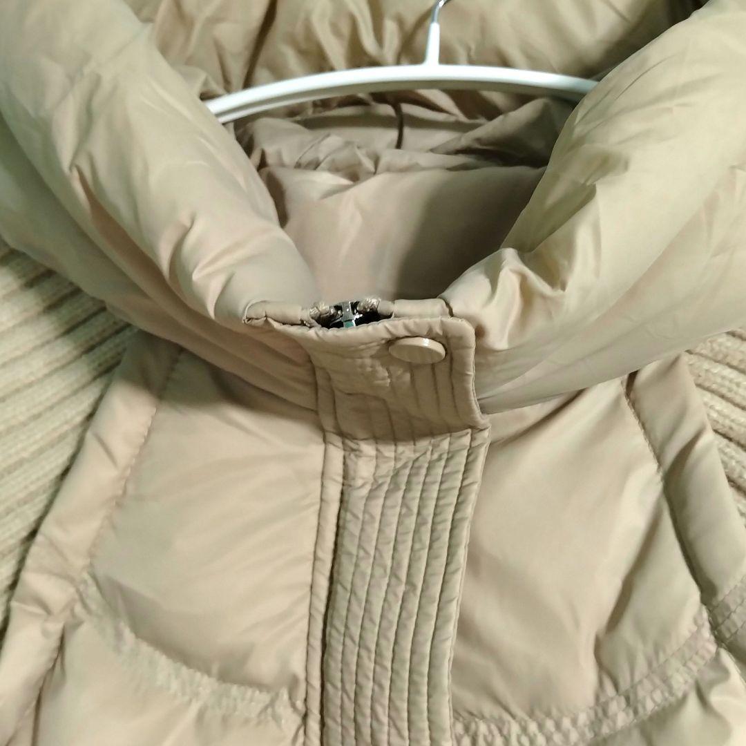 ニットドッキングダウンベスト フード ダウンベスト ベージュ フード付き