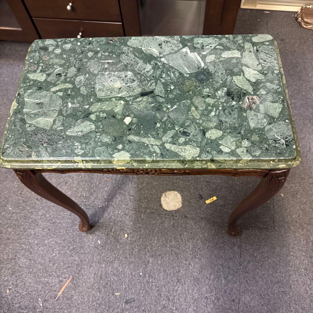 アンティーク大理石 サイドテーブル 猫足花彫刻