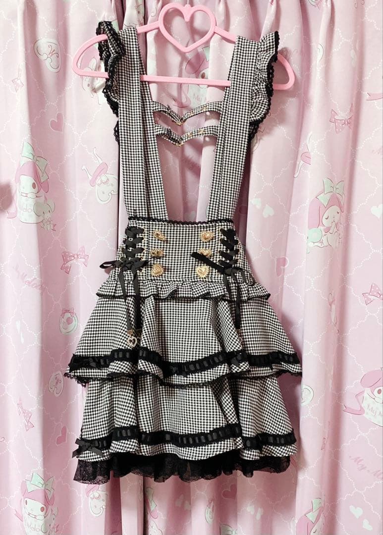 lizlisa はしごリボンチェックティアードスカパン