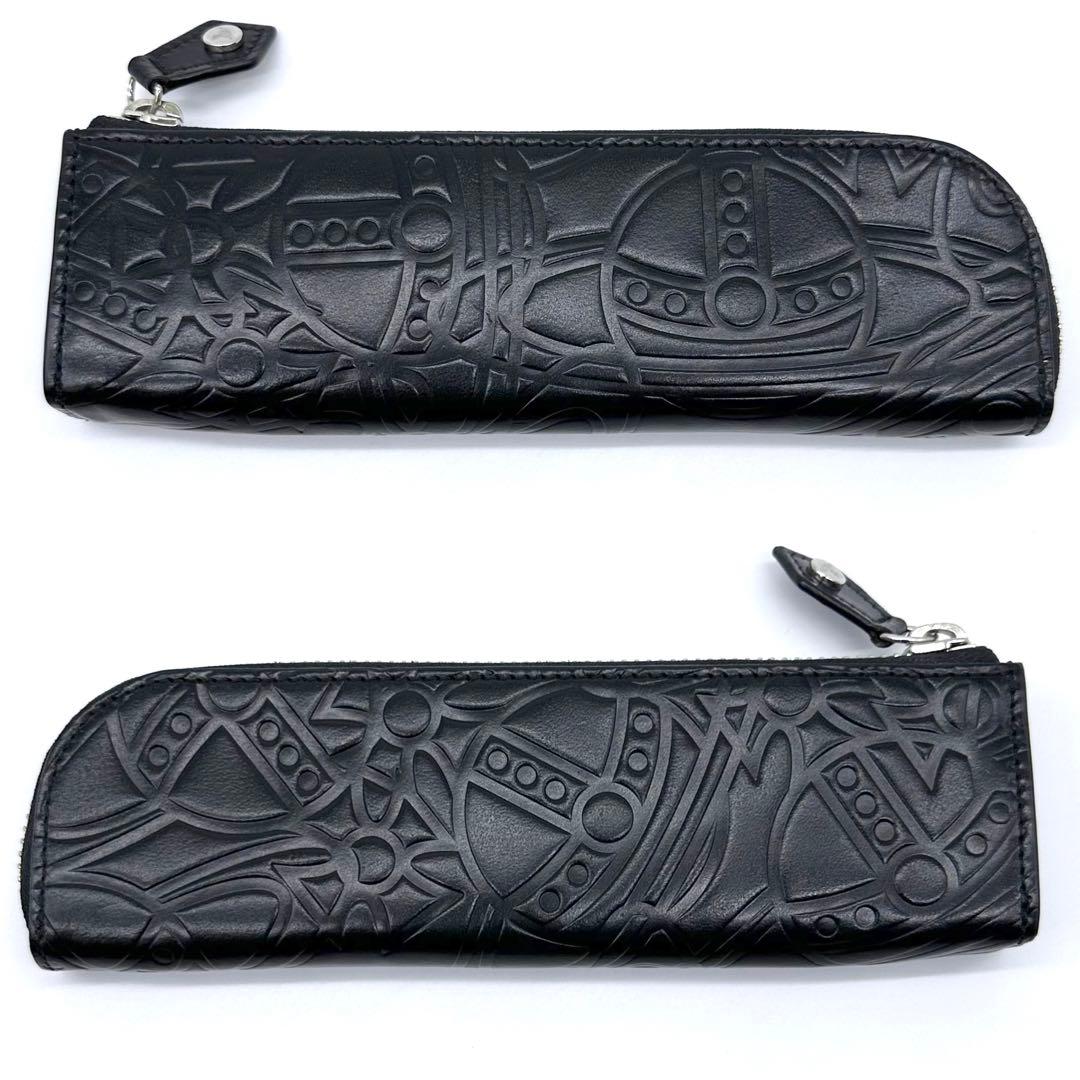 未使用✨ヴィヴィアンウエストウッド ペンケース ORB エンボスレザー ブラック