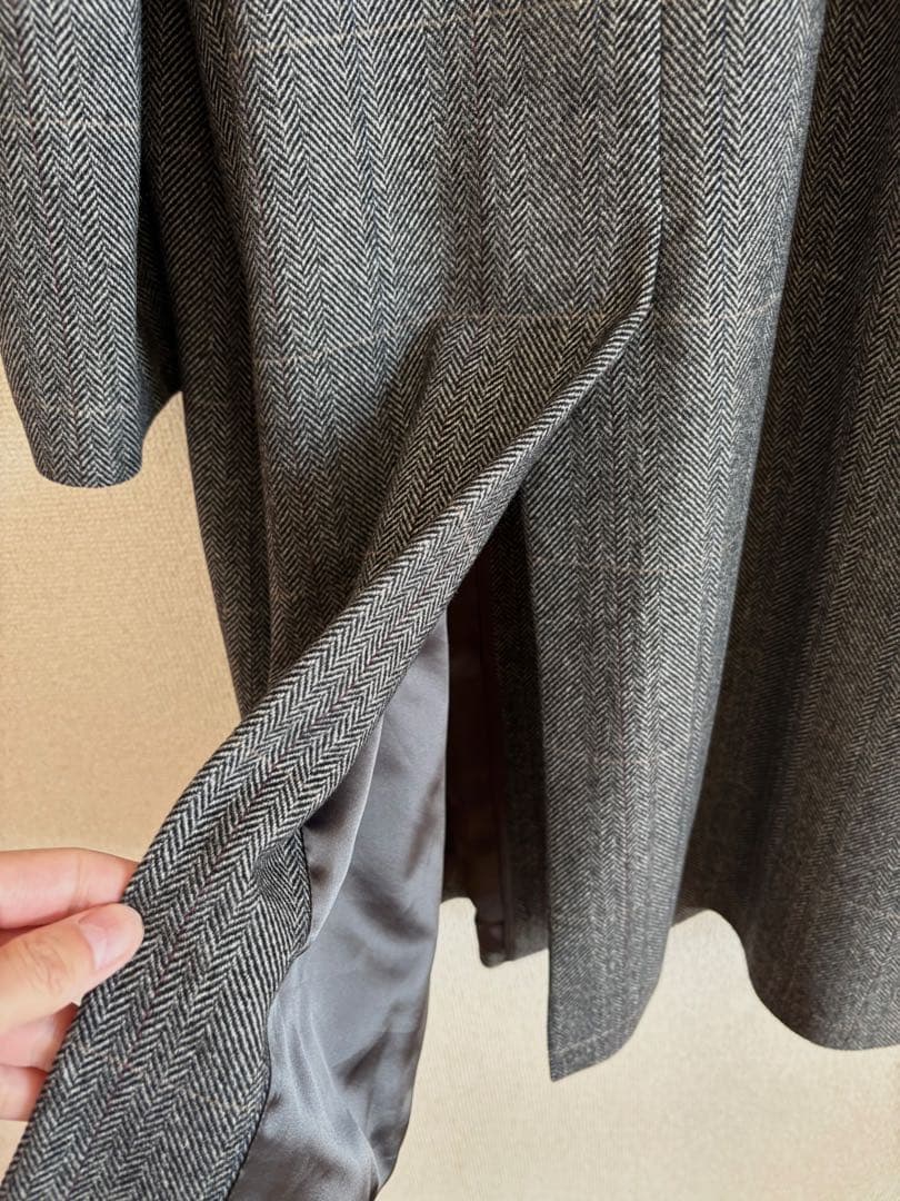 DAKS ダックス　カシミア　バルマカンコート　グレーチェック　サイズL