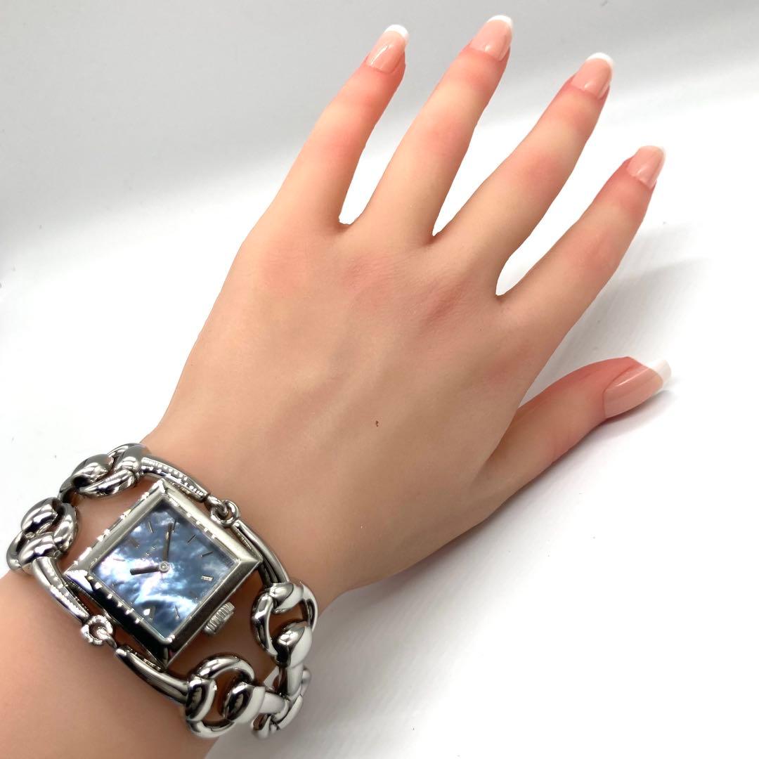 【稼働】 グッチ 腕時計 116.3 腕時計 シニョーリア QZ 青シェル文字盤