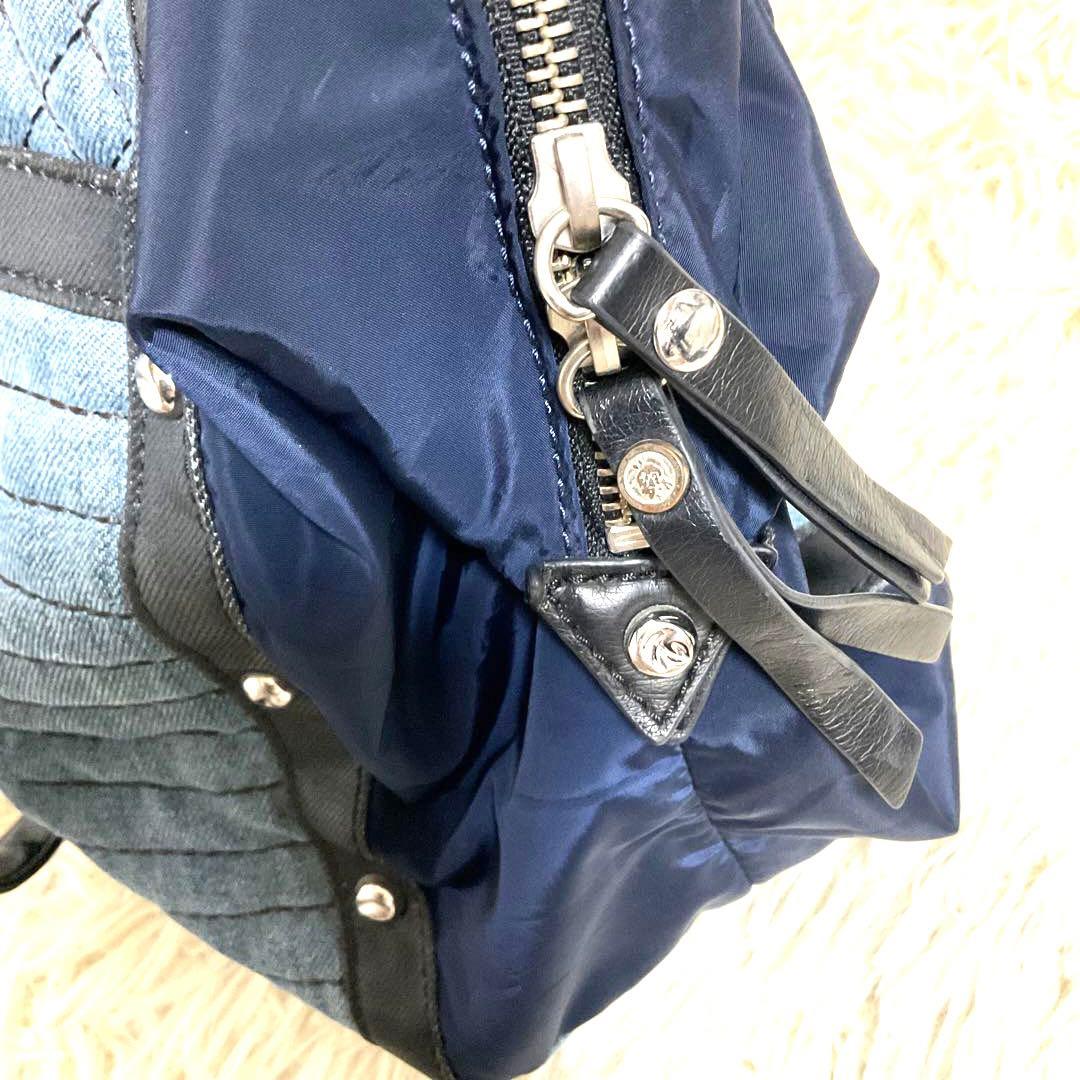 ♯318 DIESEL ディーゼル ボストンバッグハンドバッグデニム生地 レザー