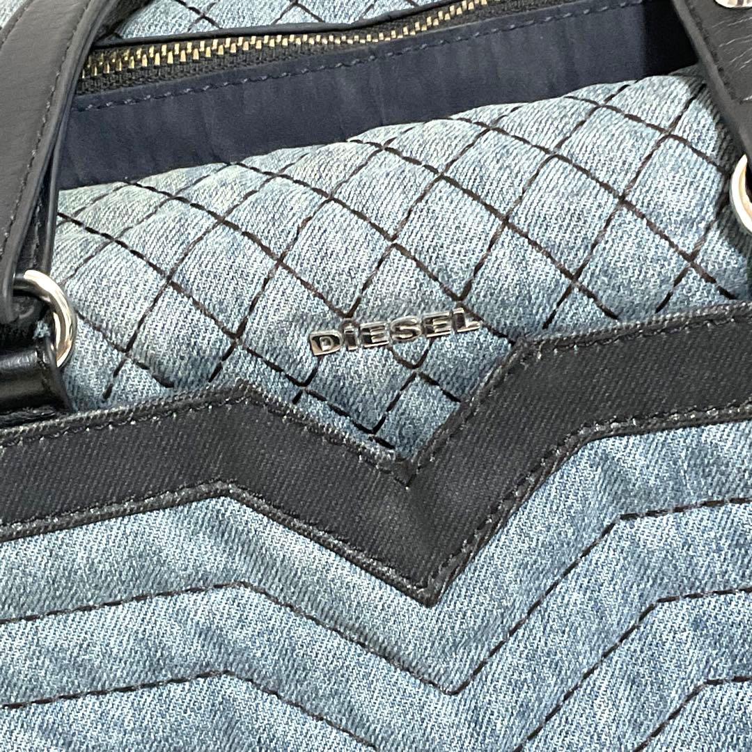 ♯318 DIESEL ディーゼル ボストンバッグハンドバッグデニム生地 レザー