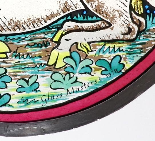 ユニコーンと百合の紋章(エンブレム) ヴィンテージ ステンドグラス 中世