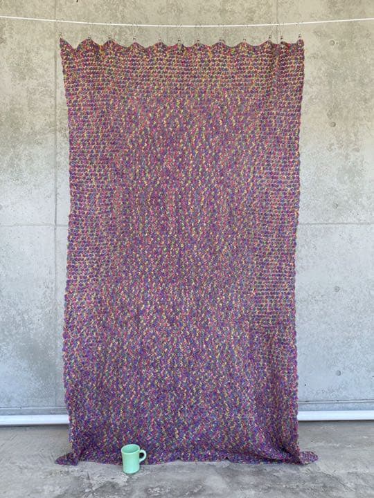 古着 ビンテージ 80s 紫 グラニー ブランケット キャンプ ラグ 敷物 美品