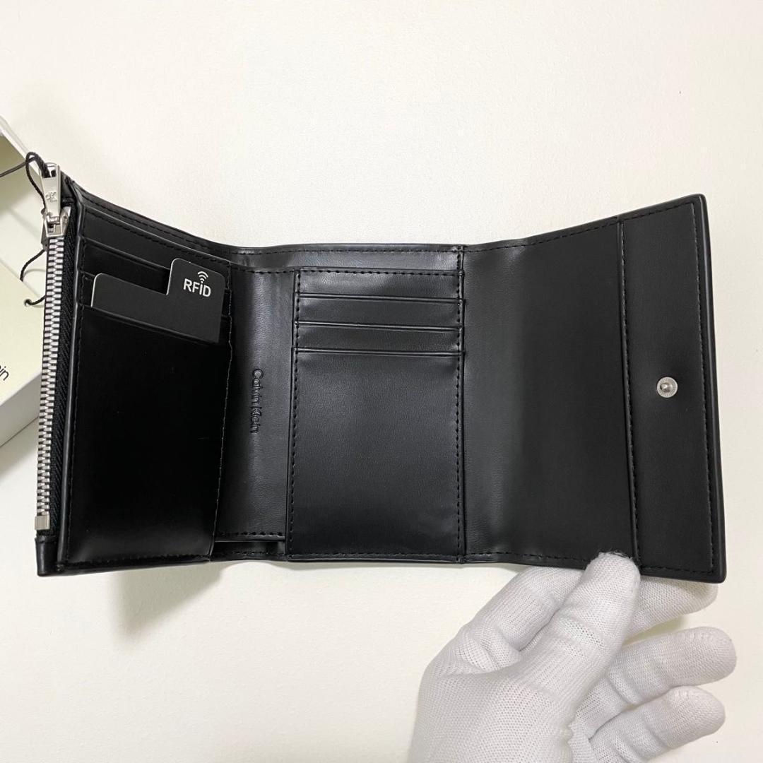 カルバンクライン 財布 ウォレット 三つ折り エンボスロゴ CK 黒 ラスト1個