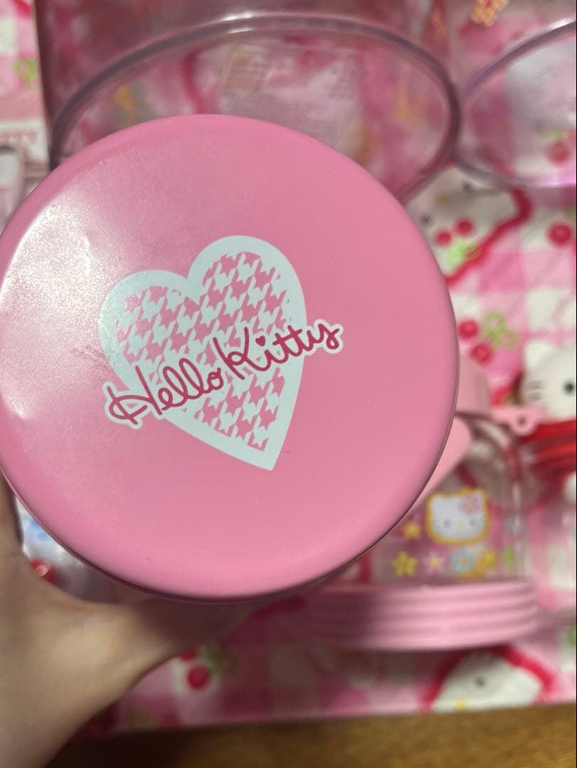 レア　キティ　キッチン　シュガーポット　缶　いちご　赤　カオハナ　千鳥　ケース