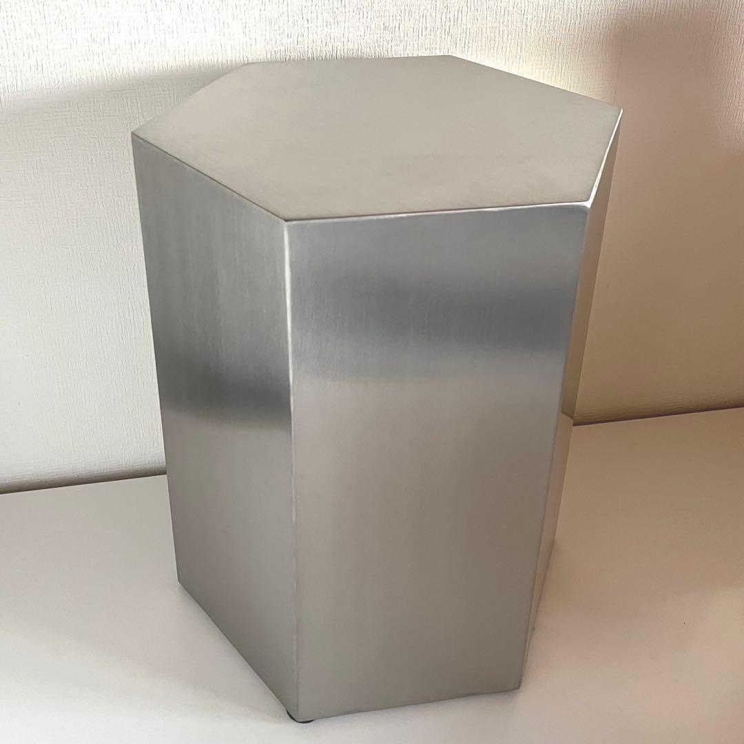 【新品】ステンレス製 スツール/サイドテーブル〈六角形〉