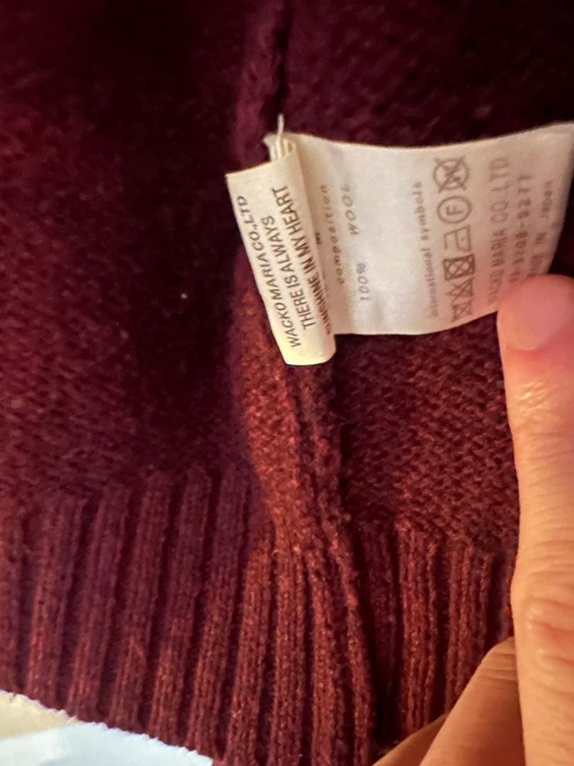 ワコマリア　バーガンディ カーディガン