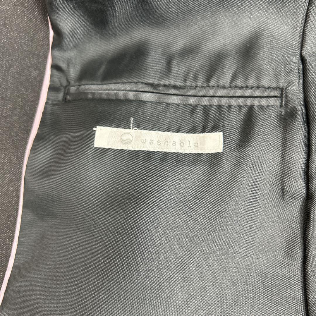 極美品✨ レミュー ノーカラー パンツスーツグレー 洗える ストレッチ 11号
