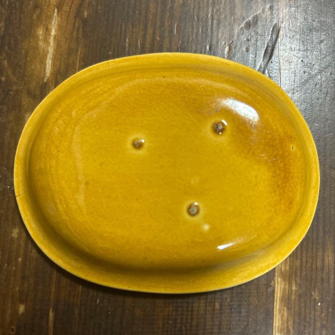 H*a様 珉平焼き　明平焼き　龍紋図　楕円形　淡路焼　菓子皿　豆皿　４枚　骨董品