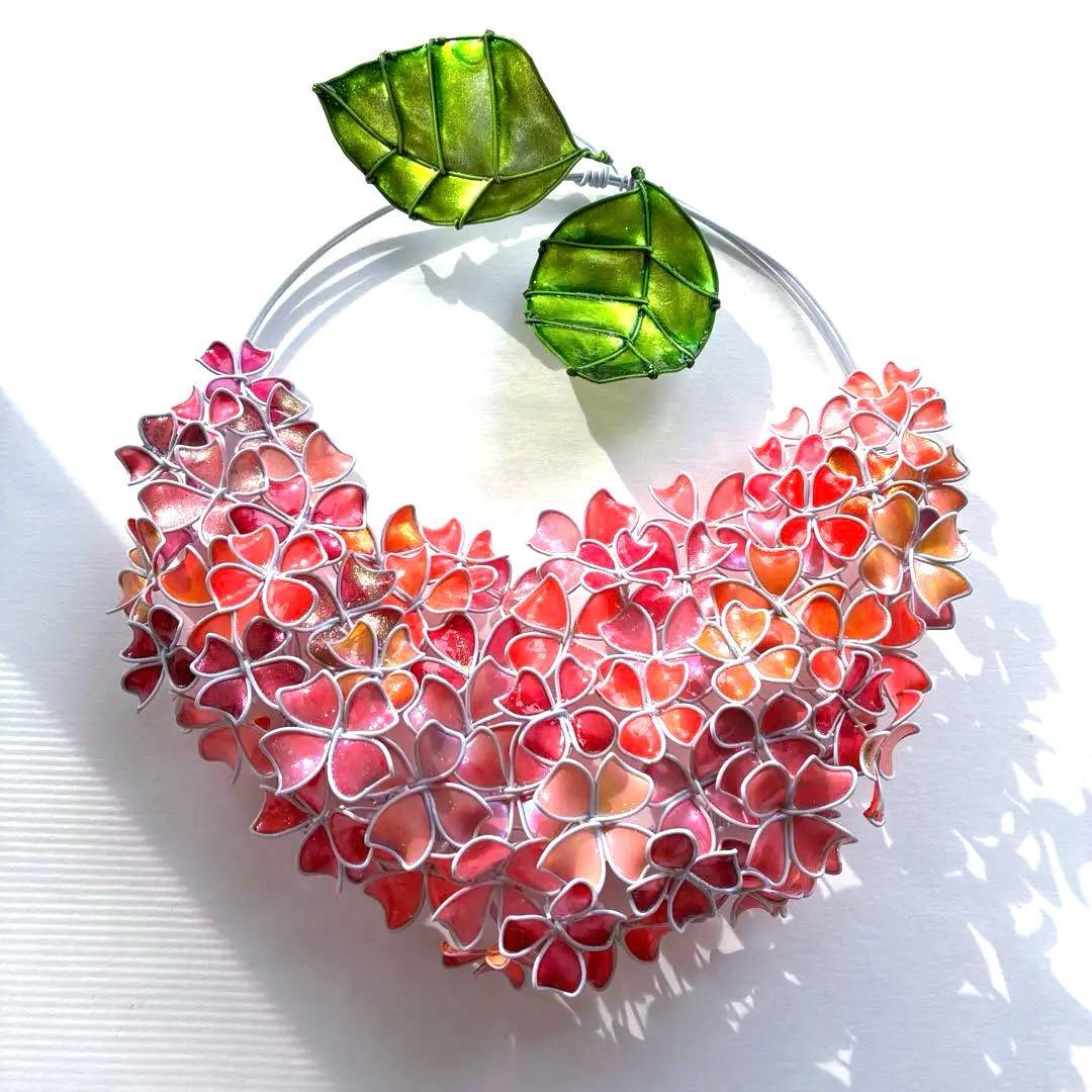 一点物　パーティーピンク　紫陽花ハーフリース　ワイヤークラフト　ディップアート