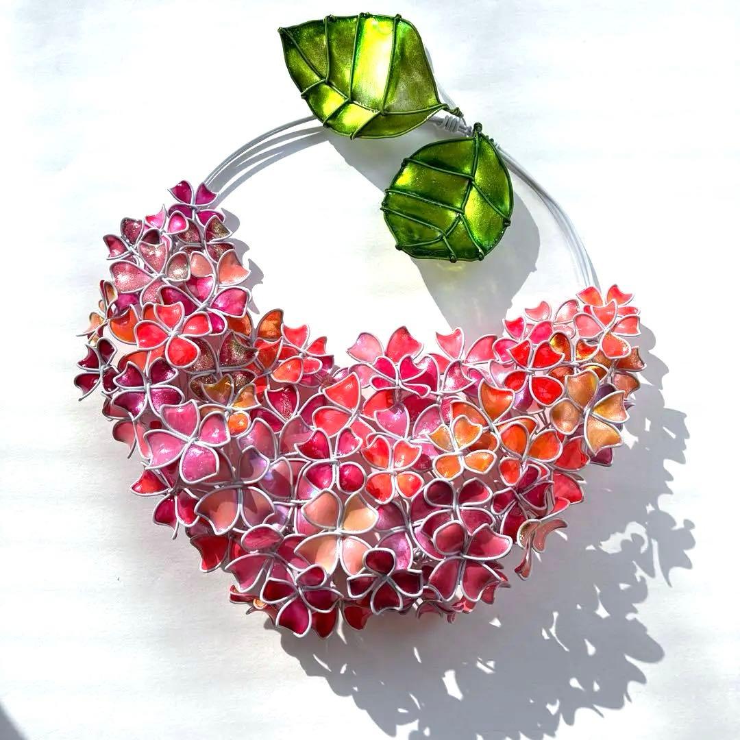 一点物　パーティーピンク　紫陽花ハーフリース　ワイヤークラフト　ディップアート