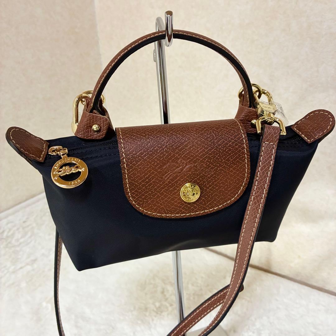 ロンシャン ミニトートバッグ 2way ショルダー付き ナイロン 本革