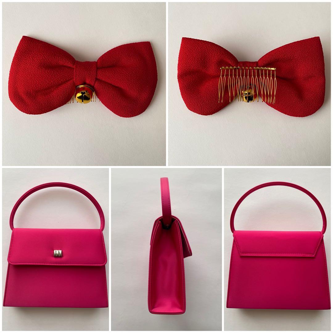 七五三　撫松庵　7歳女児　四つ身着物　結び帯18点フルセット　菊　ピンク　753