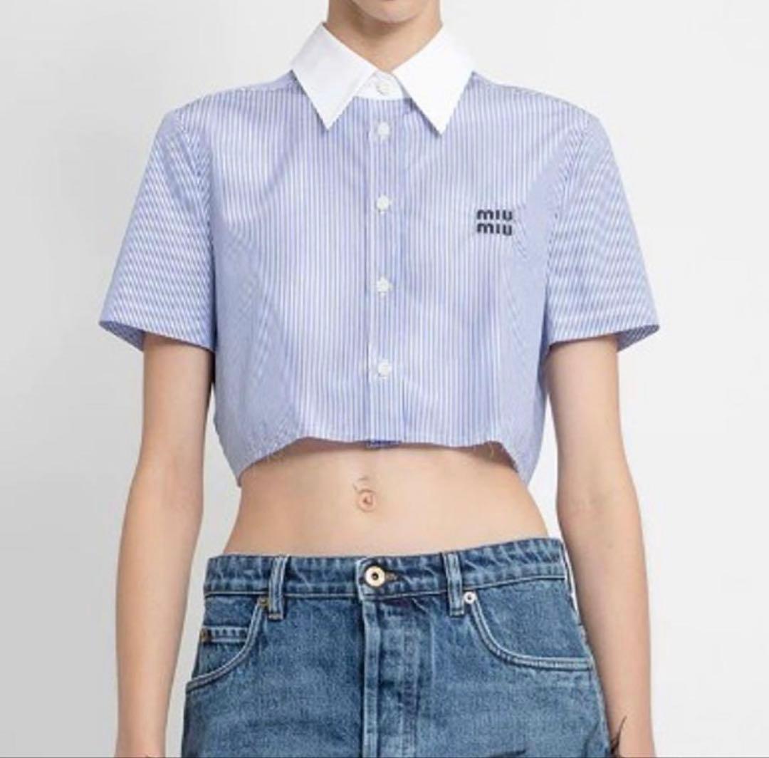 正規品　miu miu ミュウミュウ　ストライプシャツ　38