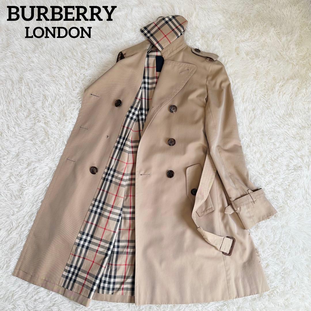 バーバリーロンドン トレンチコート ノバチェック ベルト 36 ハニーベージュ