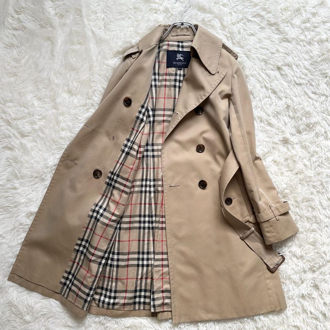 バーバリーロンドン トレンチコート ノバチェック ベルト 36 ハニーベージュ