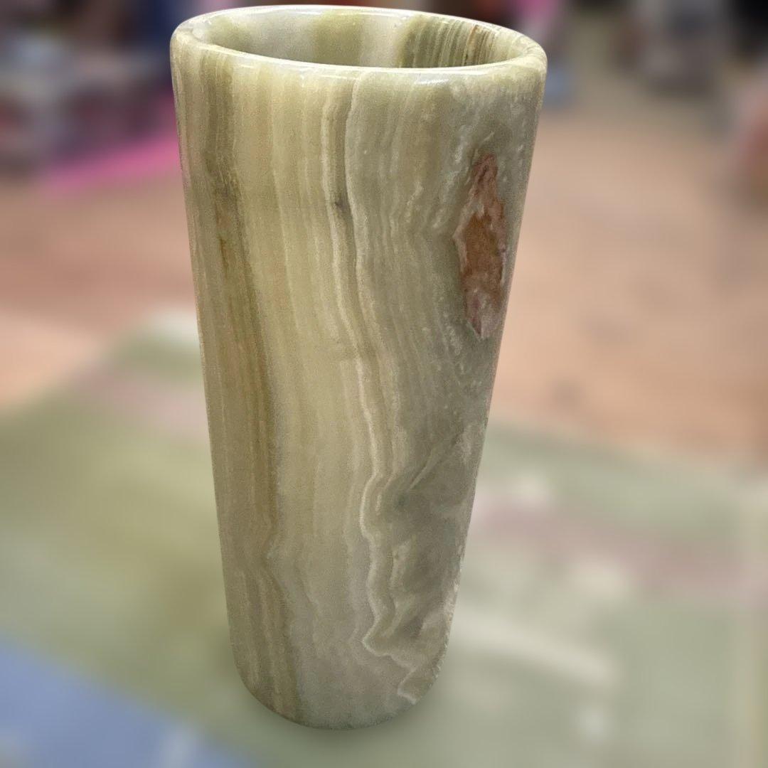 ￼上質、大理石、本物　円筒形　花瓶　傘立て　フラワースタンドマーブル50x20