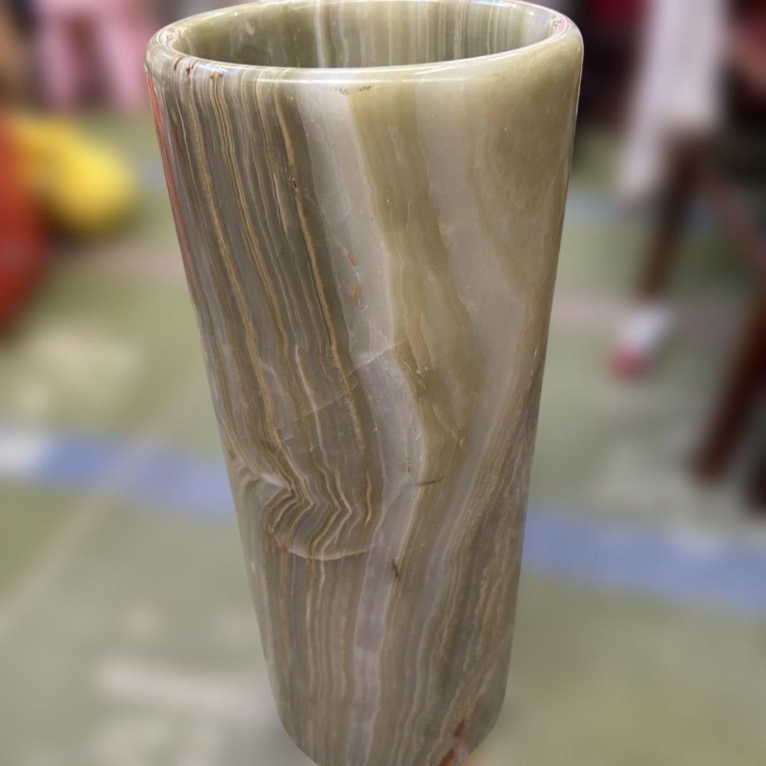 ￼上質、大理石、本物　円筒形　花瓶　傘立て　フラワースタンドマーブル50x20
