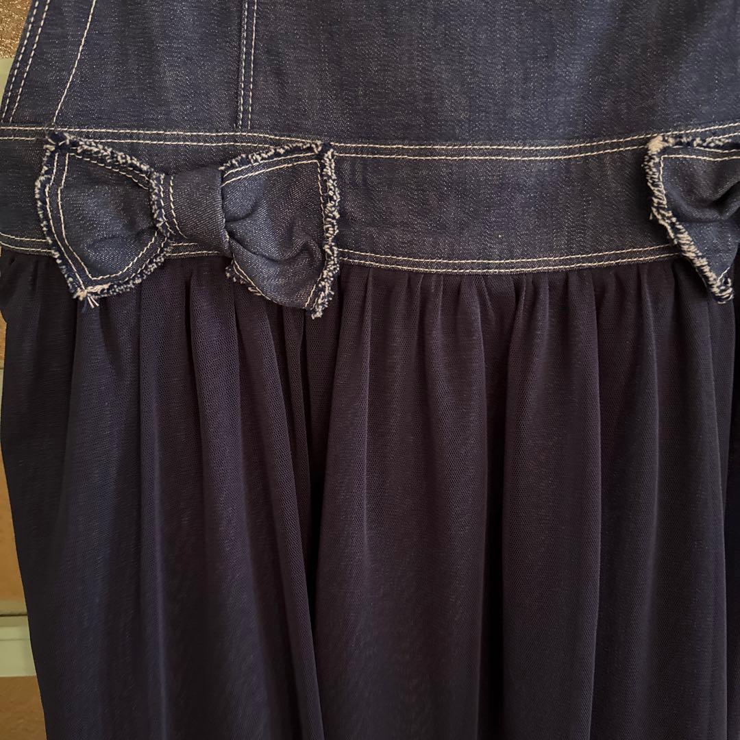 M'S GRACY ネイビー デニムチュールジャンパースカート40