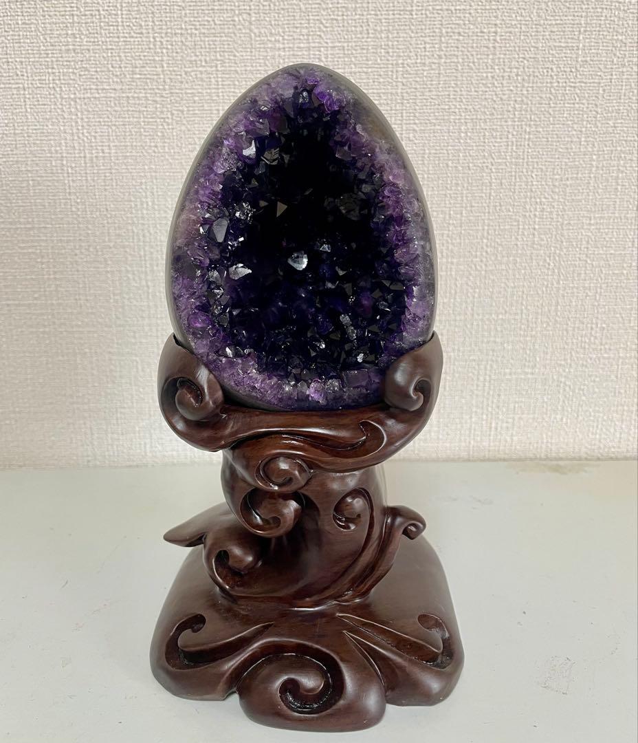 アメジストマネーボックス 笑口 ジオード 晶洞 幸運 魔除 浄化 開運 紫水晶