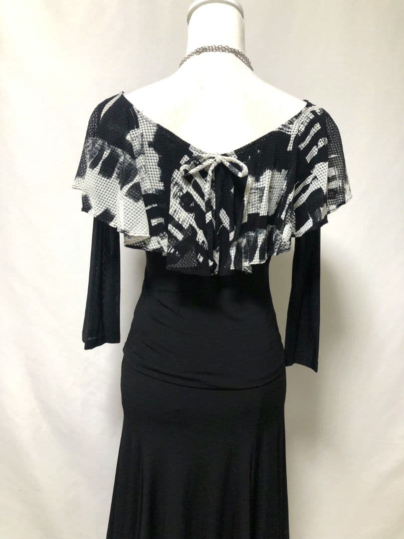 社交ダンス練習レッスン着パーティクリエイトサン現行ケープ風上下セットアップドレス