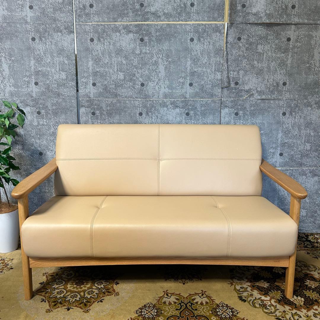 ꧁浜本工芸 HAMAMOTO꧂2人掛けアームソファ レザー 皮 肘置き 肘掛け