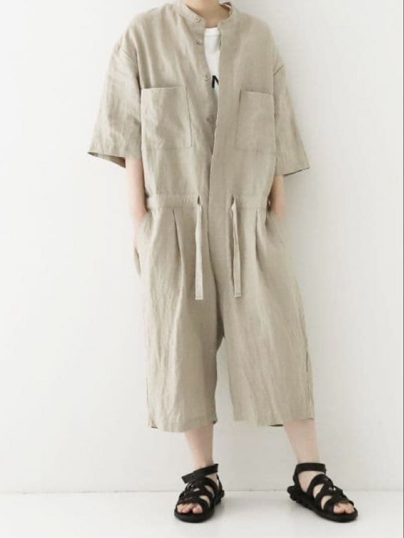 ネストローブ　ブラックリネン　ジャンプスーツ　ナチュラル　男性女性どちらにも！