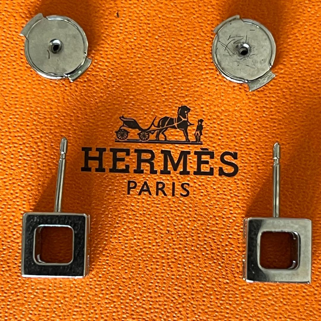 HERMES Hキューブ ピアス　ブルー
