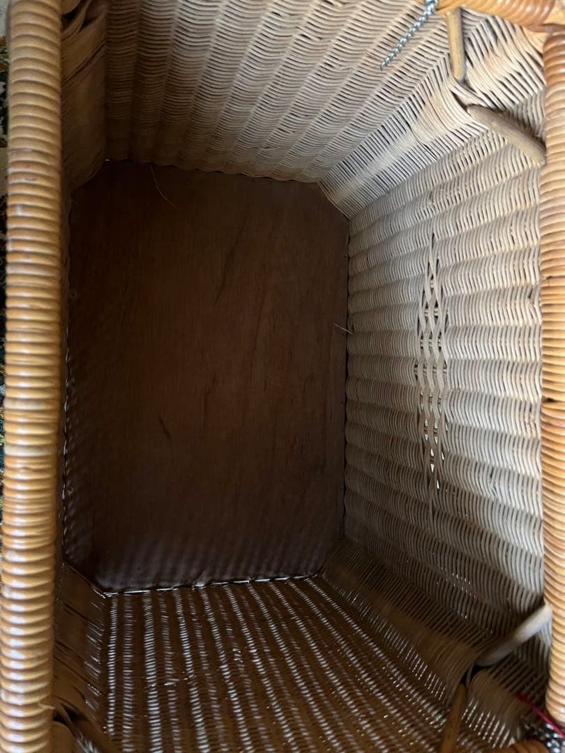 ラタン 籐 脱衣かご ランドリーバスケット 2段 インテリア 昭和レトロ