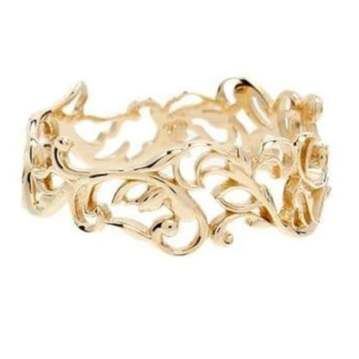 アガット K10 リング 13号 透かし レース クラシック 総柄 レア 限定