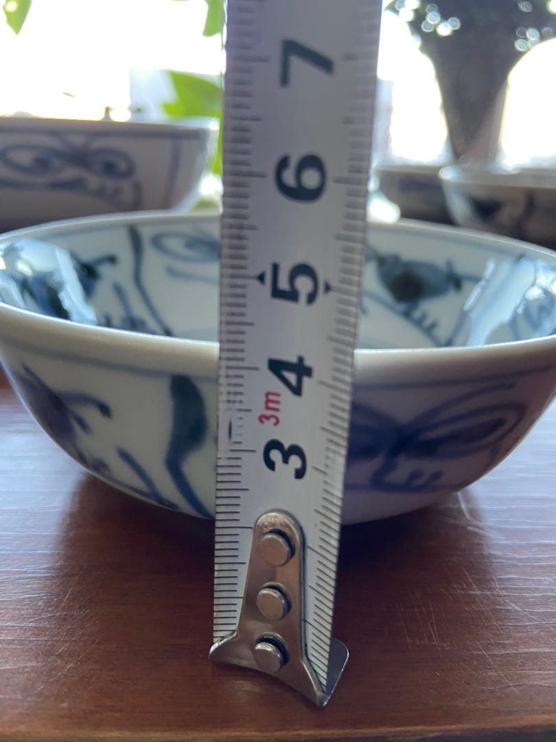 砥部焼　砥部窯　青い花柄の鉢・小鉢セットなずな文