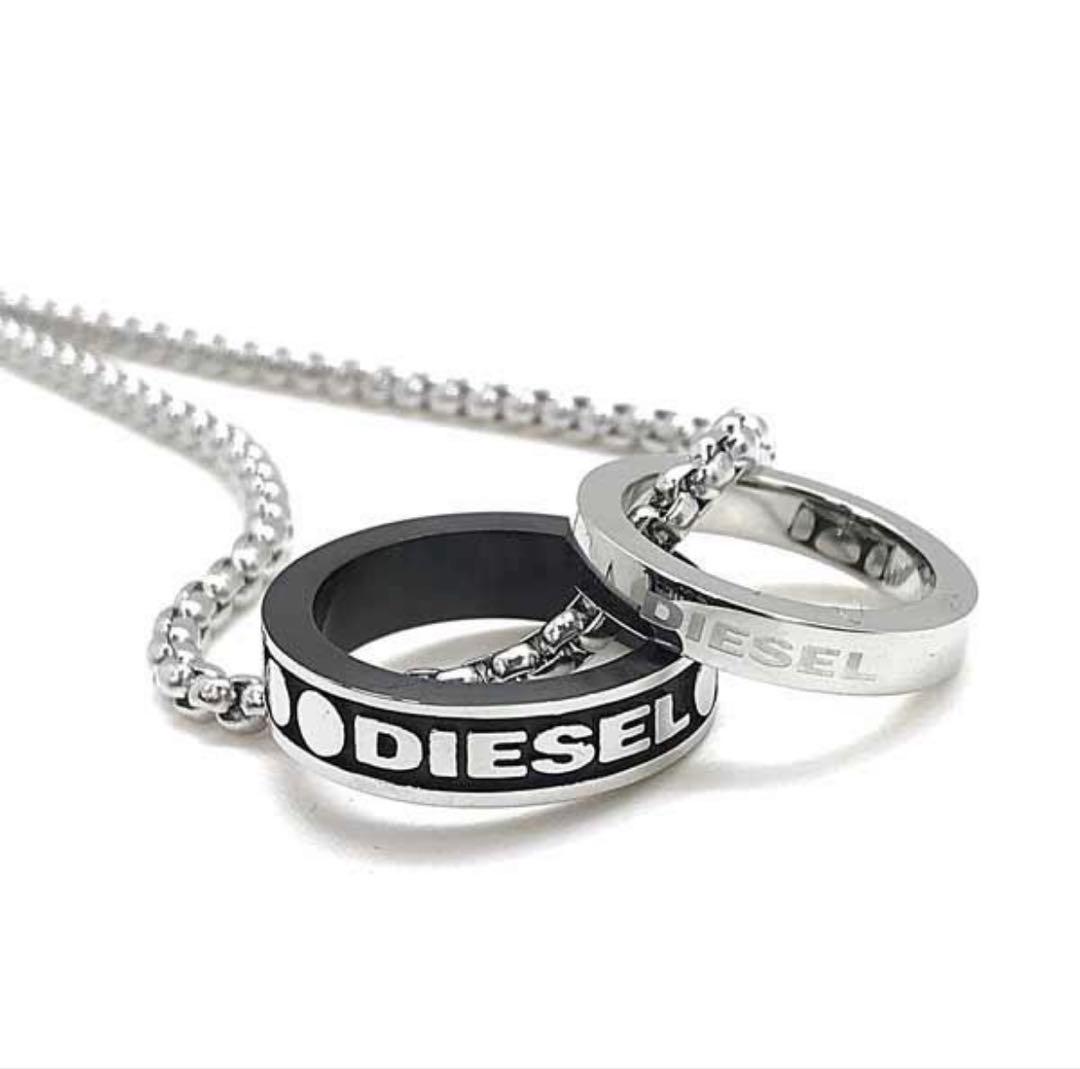 人気　ディーゼル シルバーネックレス ダブルリング ブレイブマン　DIESEL